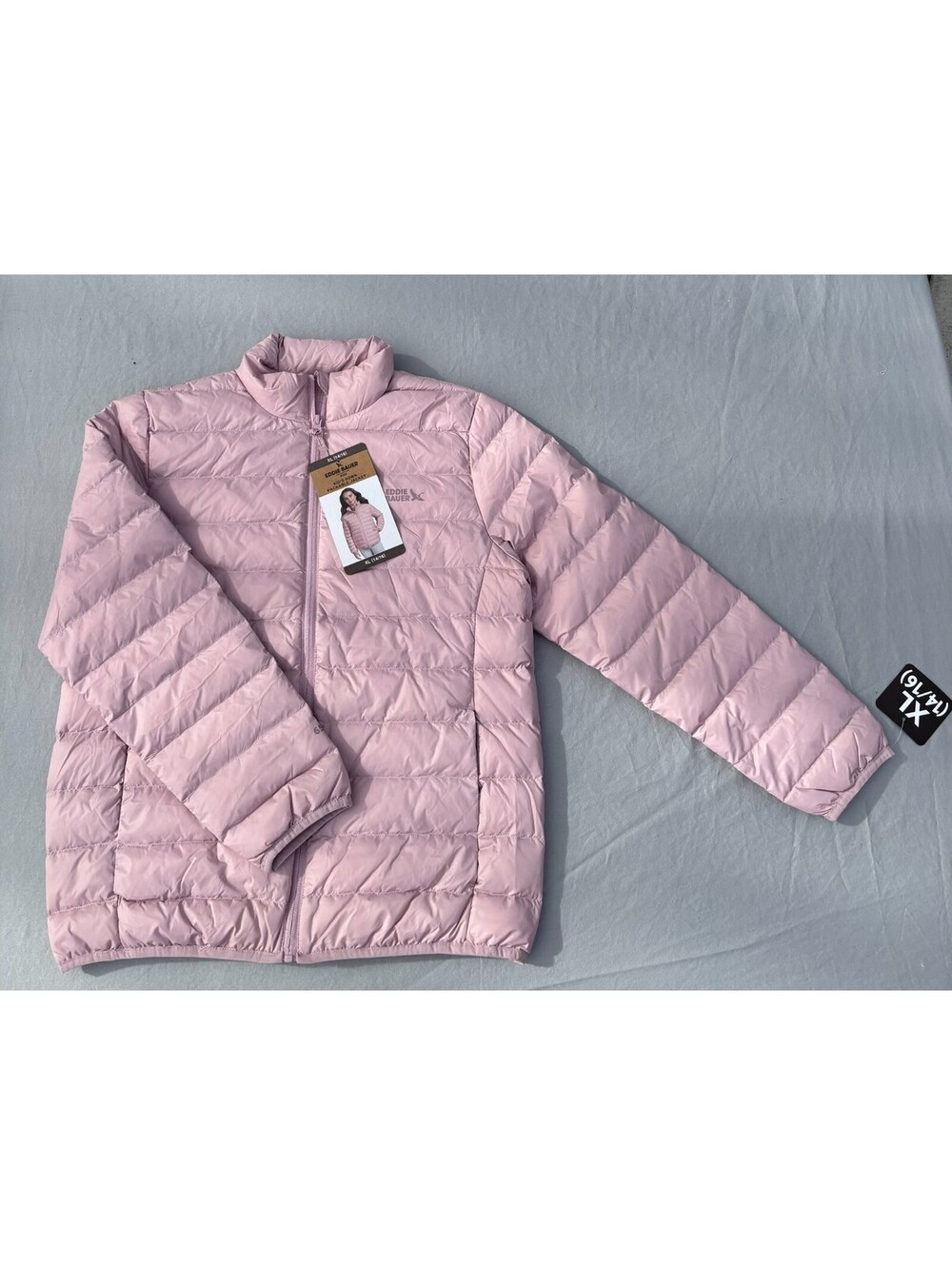 Eddie Bauer Girls Packable 650 Fill Down Puffer Jacket Pink XL 14-16 NWT